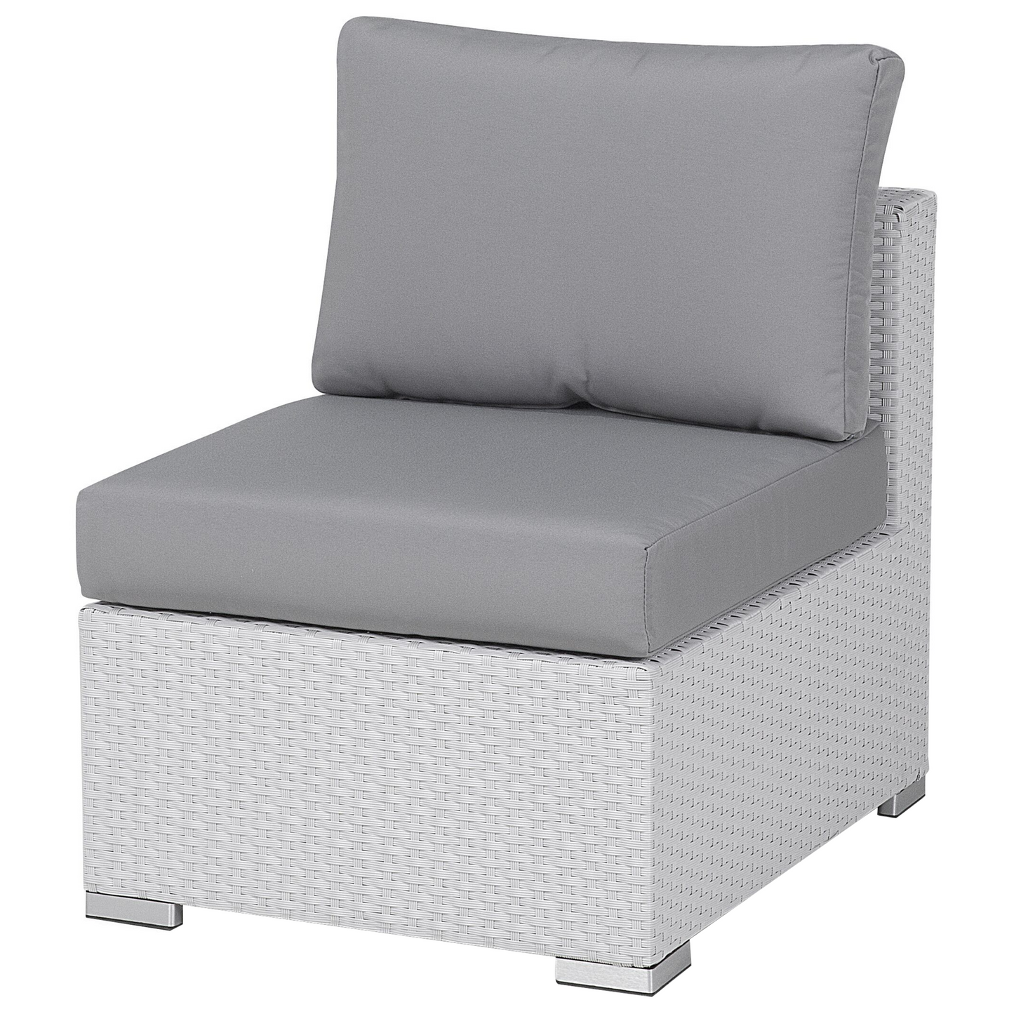Lounge Set mit Tisch 8-Sitzer XXL rechtsseitig modular Polyrattan Weiss