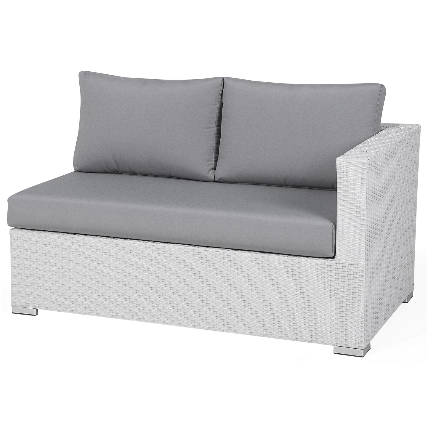 Lounge Set mit Tisch 8-Sitzer XXL rechtsseitig modular Polyrattan Weiss