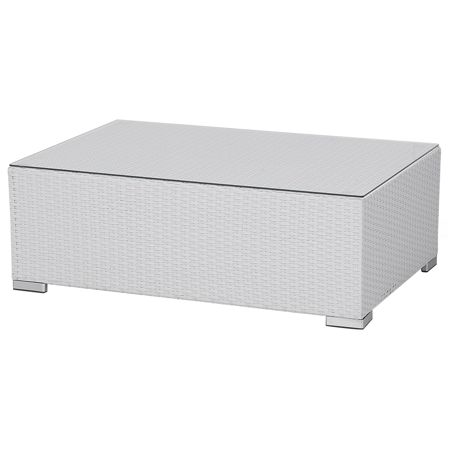 Lounge Set mit Tisch 8-Sitzer XXL rechtsseitig modular Polyrattan Weiss