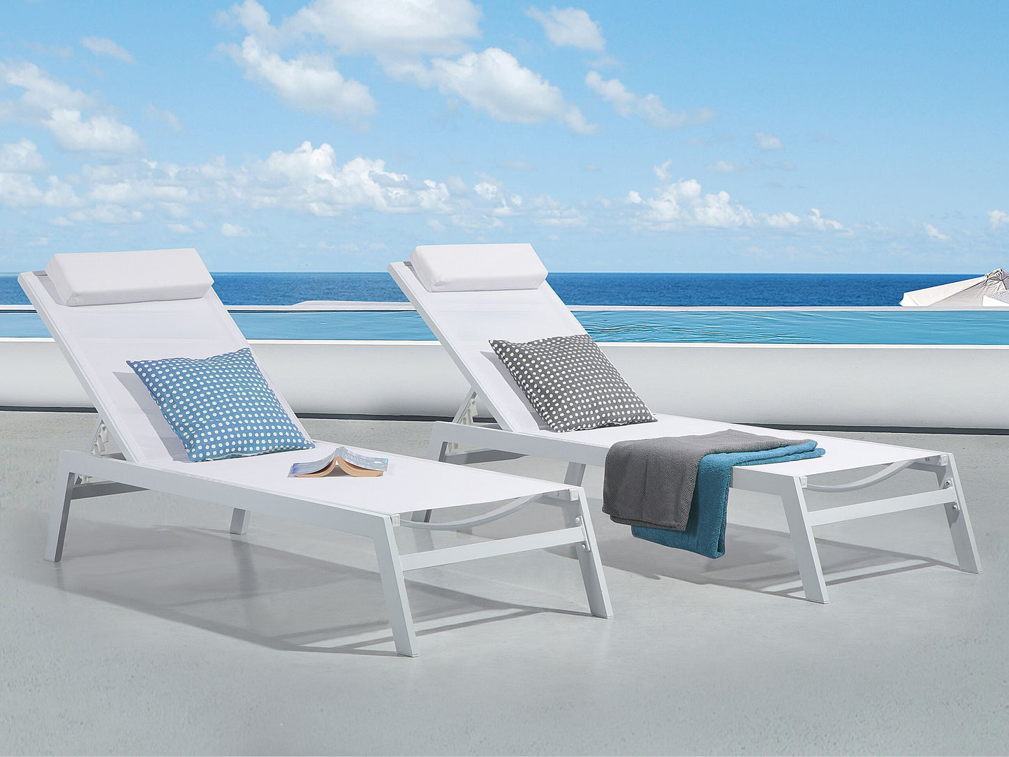 Gartenliege Aluminium Textilbespannung weiss CATANIA II