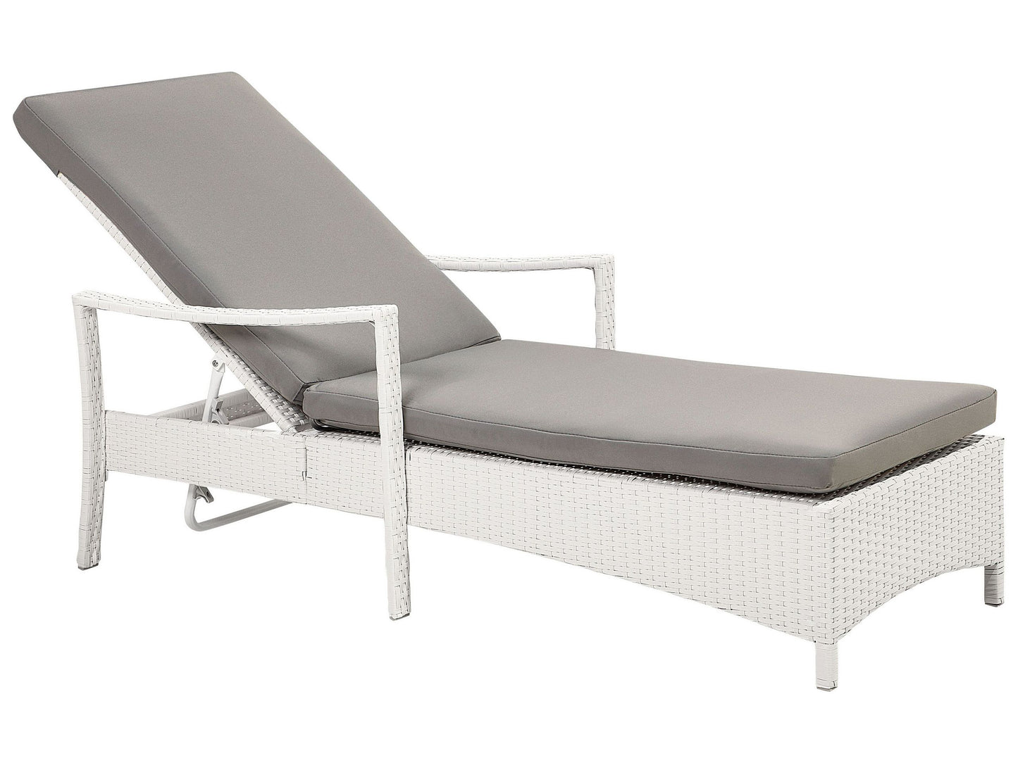 Gartenliege Rattan weiss Auflage grau VASTO