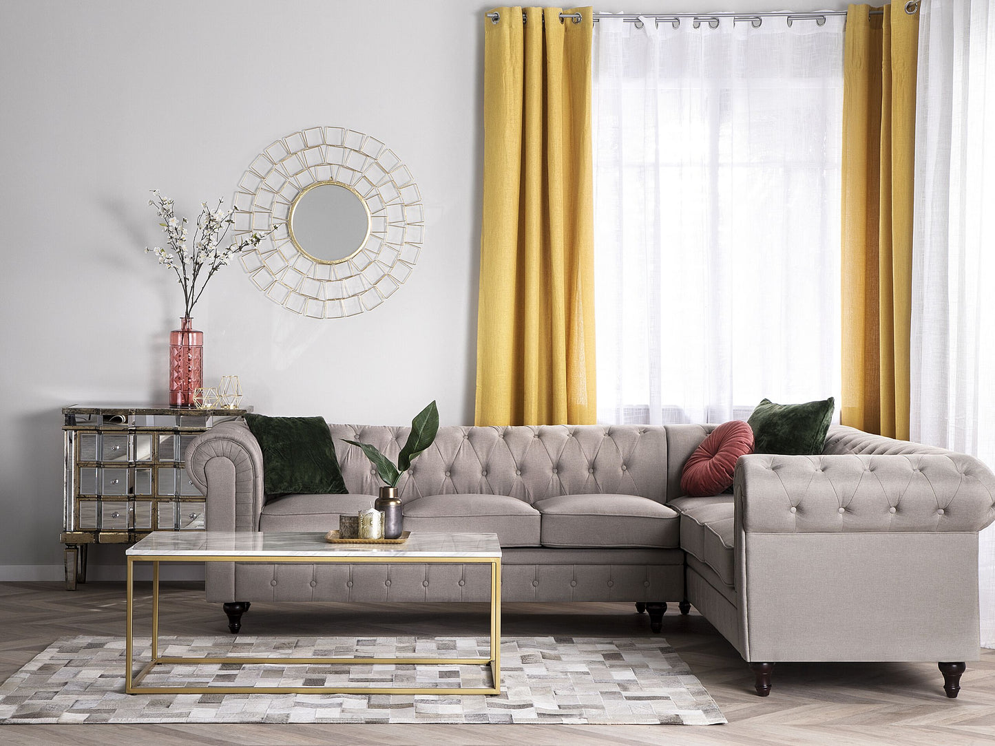 Ecksofa Polsterbezug beige linksseitig CHESTERFIELD