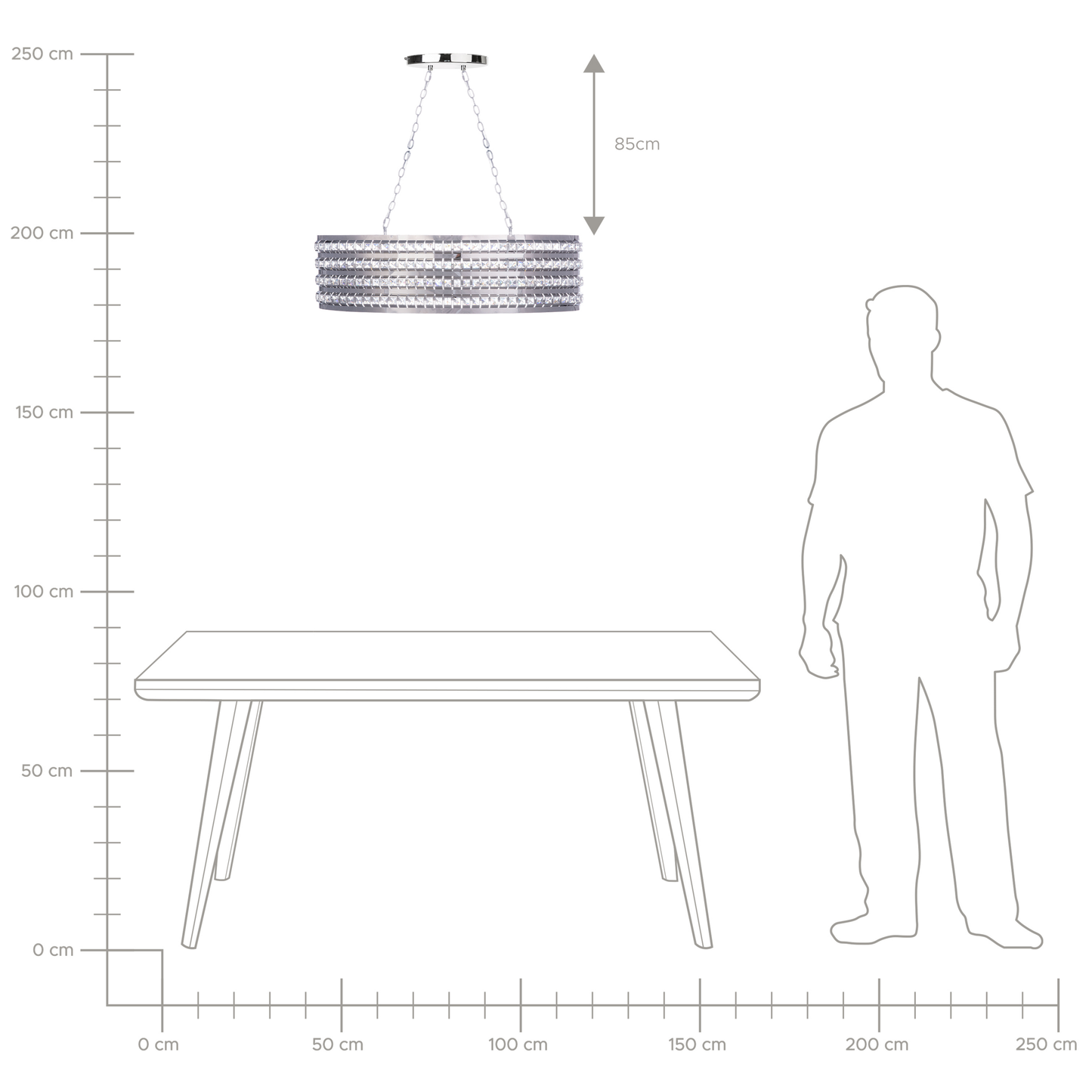 Hängelampe CAVONE Kristall Silber