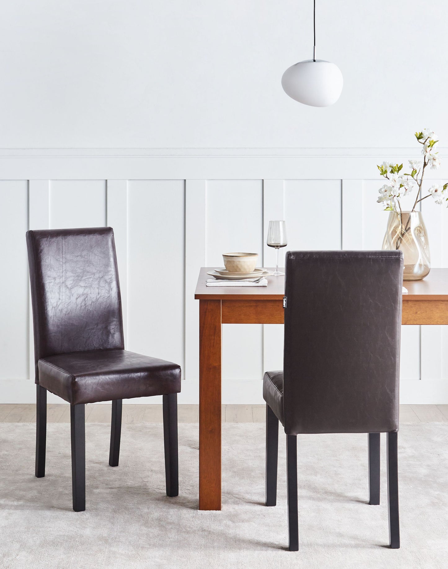 Esszimmerstuhl 2er Set BROADWAY Kunstleder Dunkelbraun