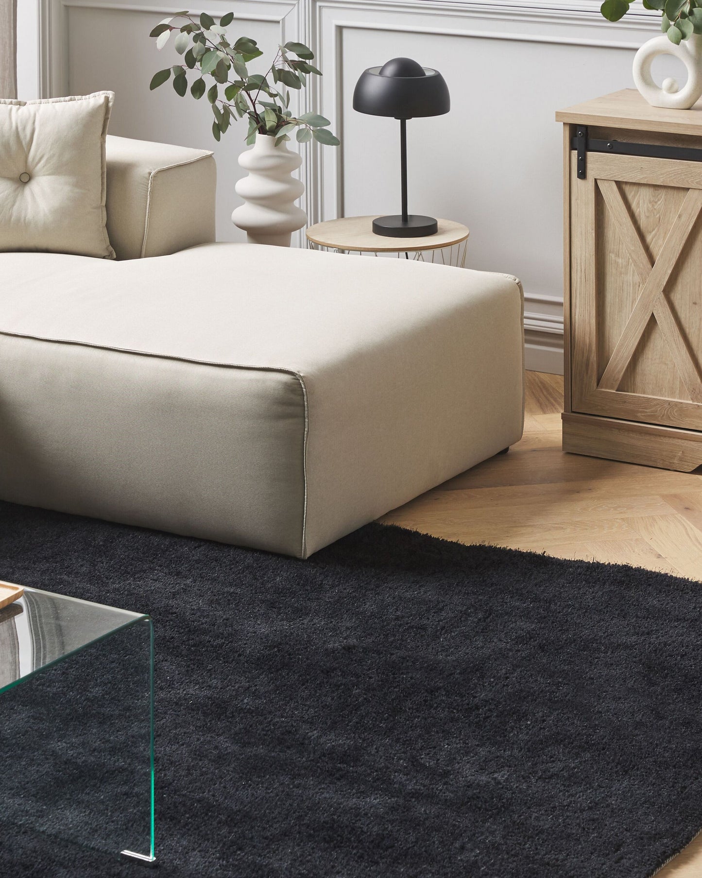 Teppich schwarz 200 x 200 cm Shaggy DEMRE