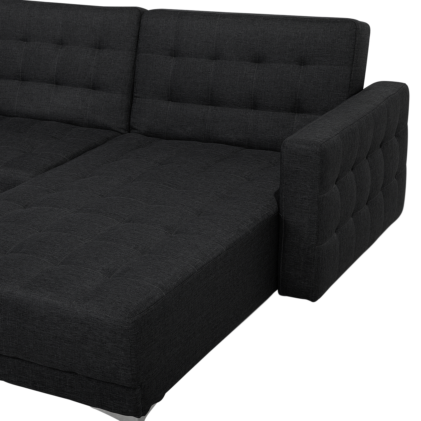 Schlafsofa U-förmig Polsterbezug graphitgrau ABERDEEN
