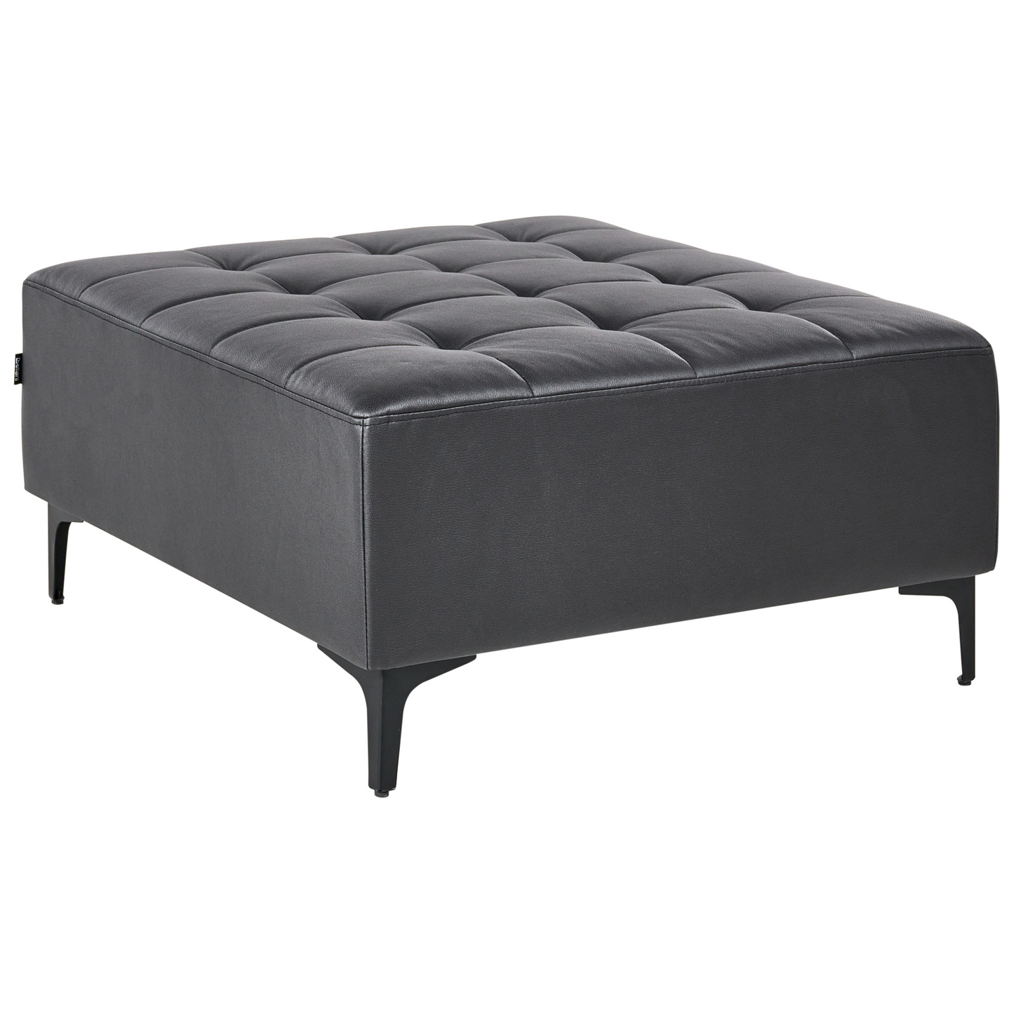 Schlafsofa Kunstleder schwarz linksseitig mit Ottomane ABERDEEN