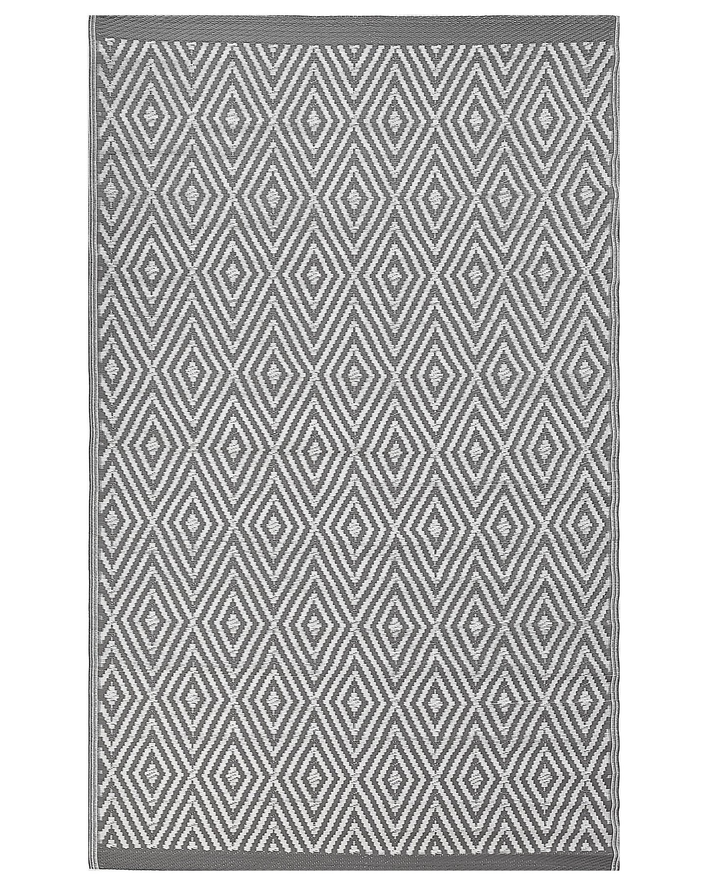 Outdoor Teppich hellgrau 120 x 180 cm geometrisches Muster Kurzflor SIKAR