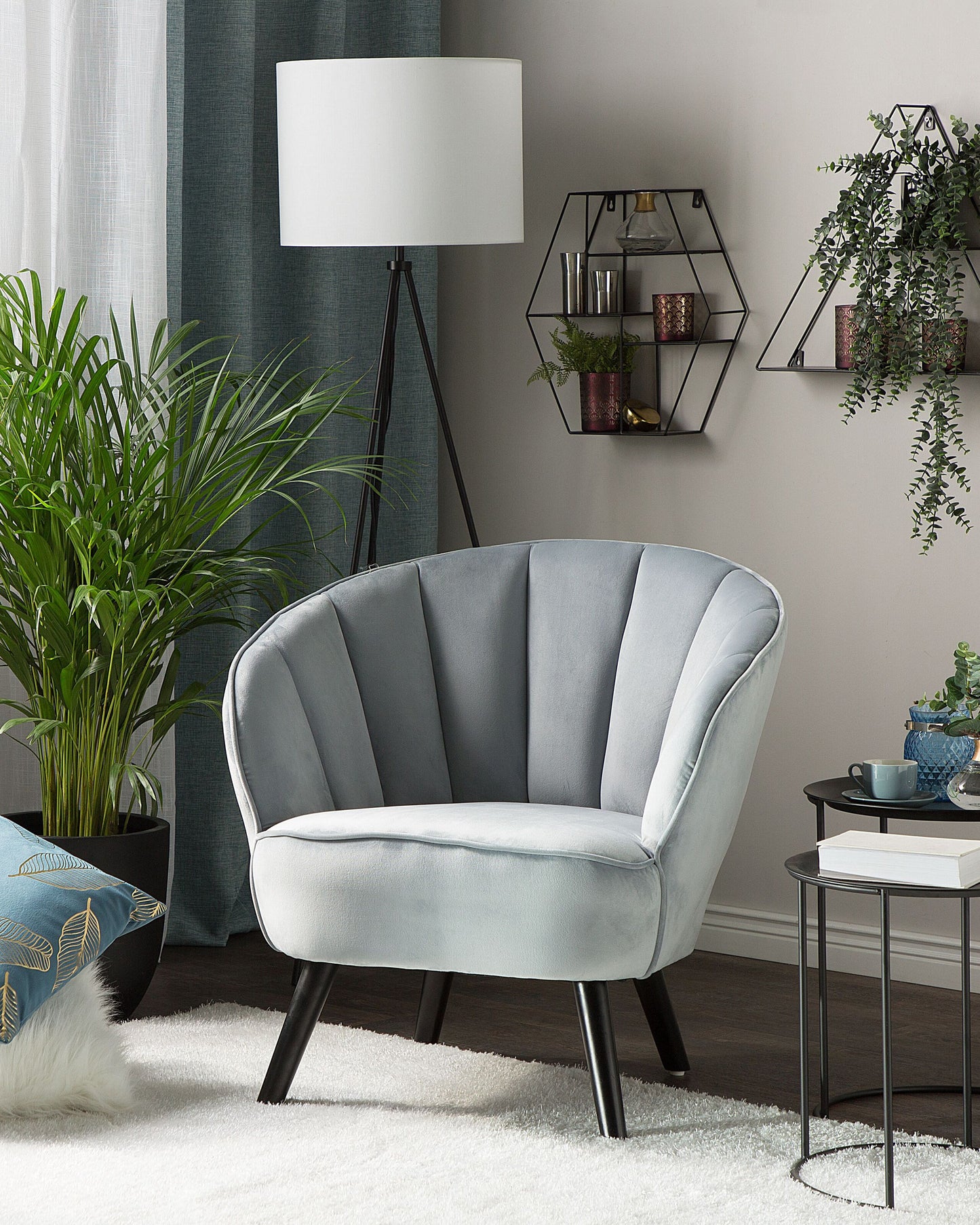 Sessel DALA Samtstoff Hellgrau