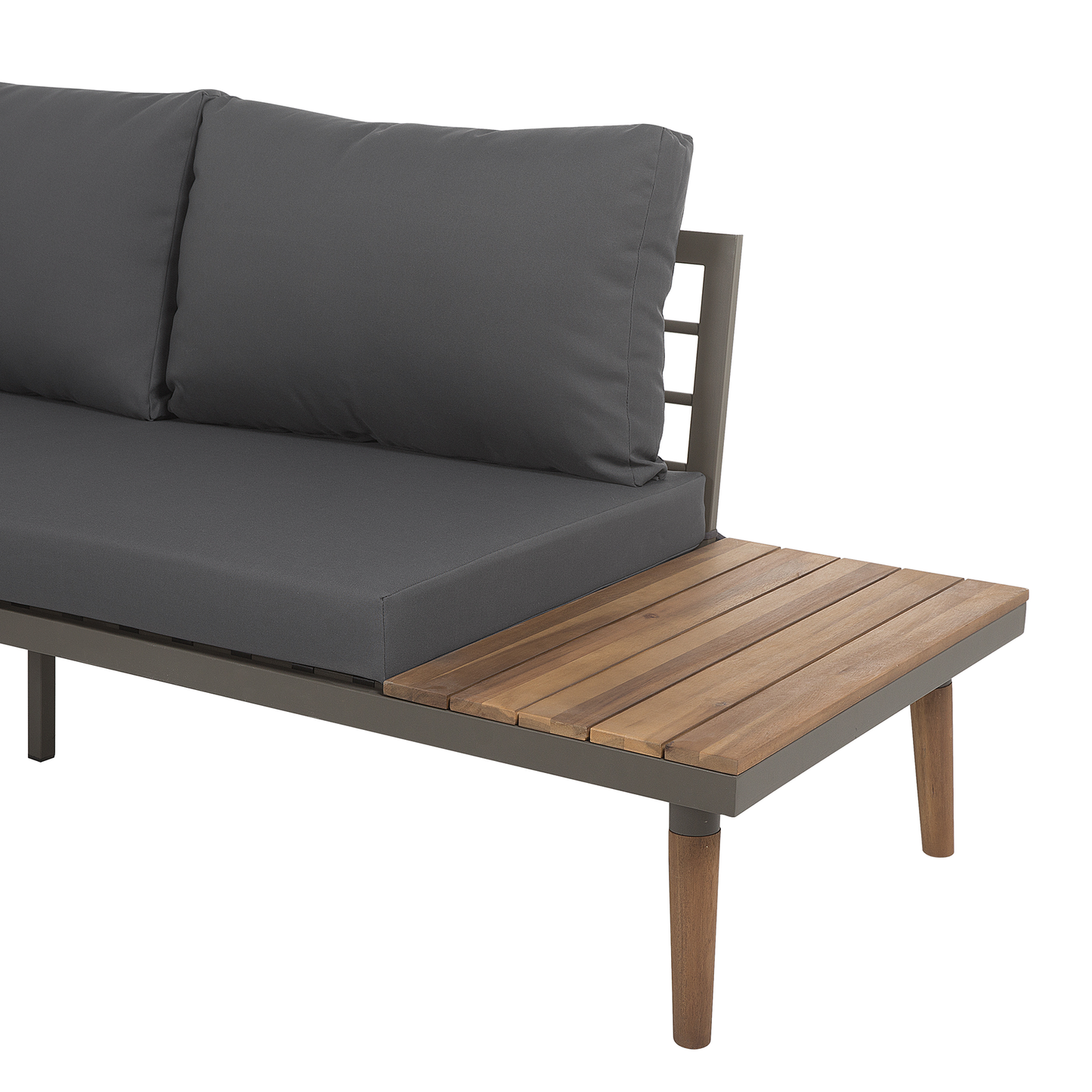 Garten Ecksofa mit Tisch 5-Sitzer CORATO Akazienholz Grau