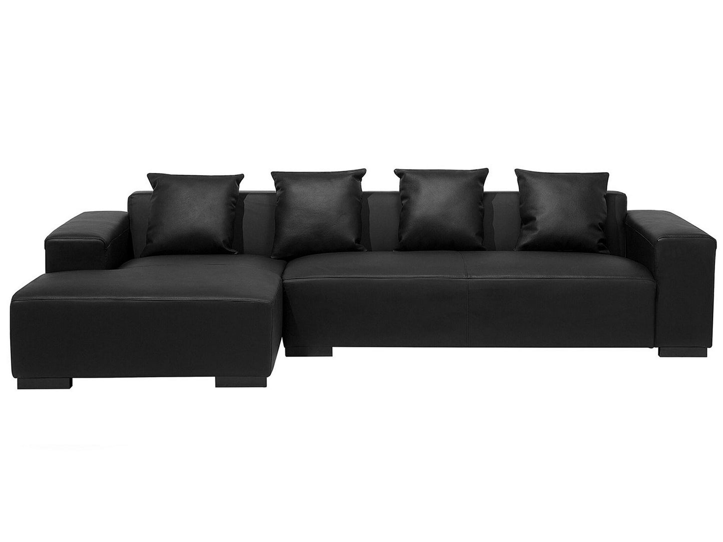 4-Sitzer Ecksofa Leder schwarz rechtsseitig LUNGO