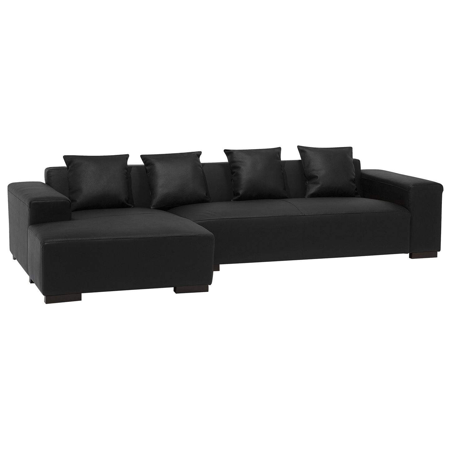 4-Sitzer Ecksofa Leder schwarz rechtsseitig LUNGO