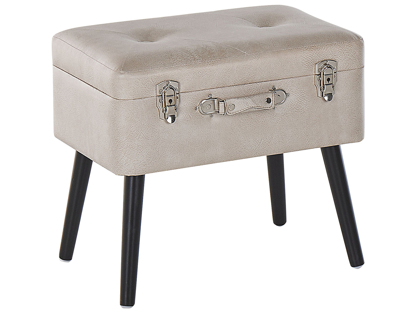 Hocker mit Stauraum Kunstleder beige Koffer-Design MALLARD