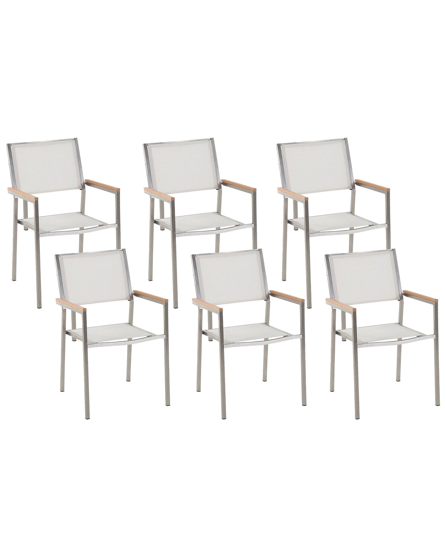 Gartenstuhl 6er Set GROSSETO Edelstahl Weiss