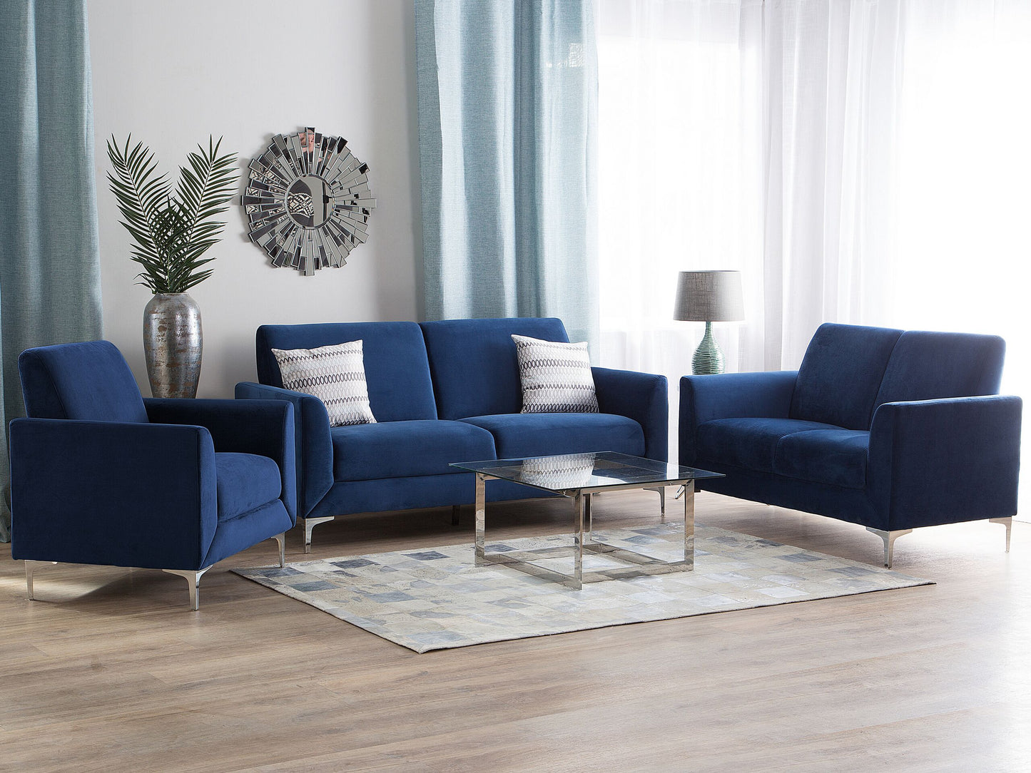 Sofa Set Samtstoff marineblau 6-Sitzer FENES
