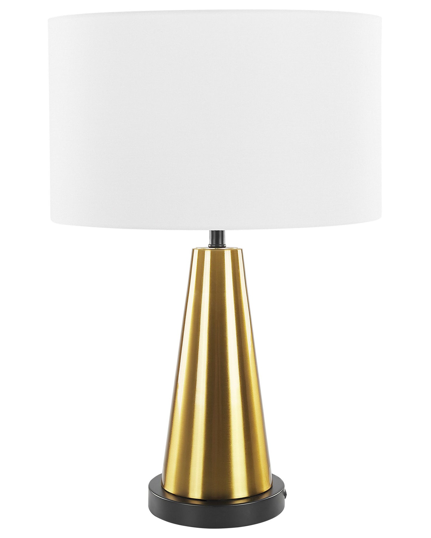 Tischlampe hellbeige / gold 60 cm Trommelform SANDON