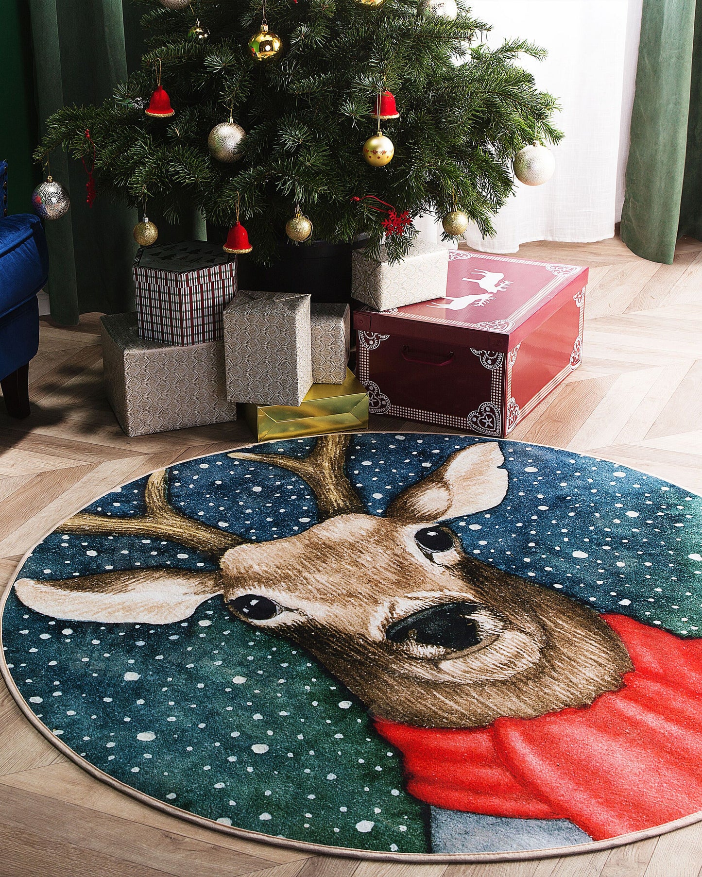 Teppich Weihnachtsmotiv ⌀ 140 cm EREGLI