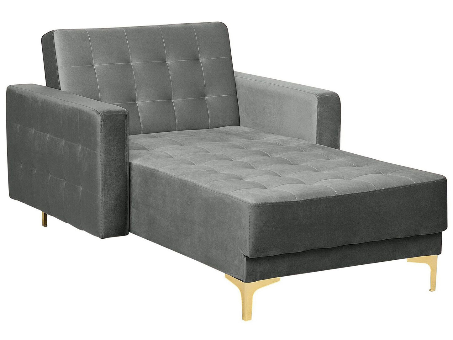Chaiselongue Samtstoff grau / gold ABERDEEN
