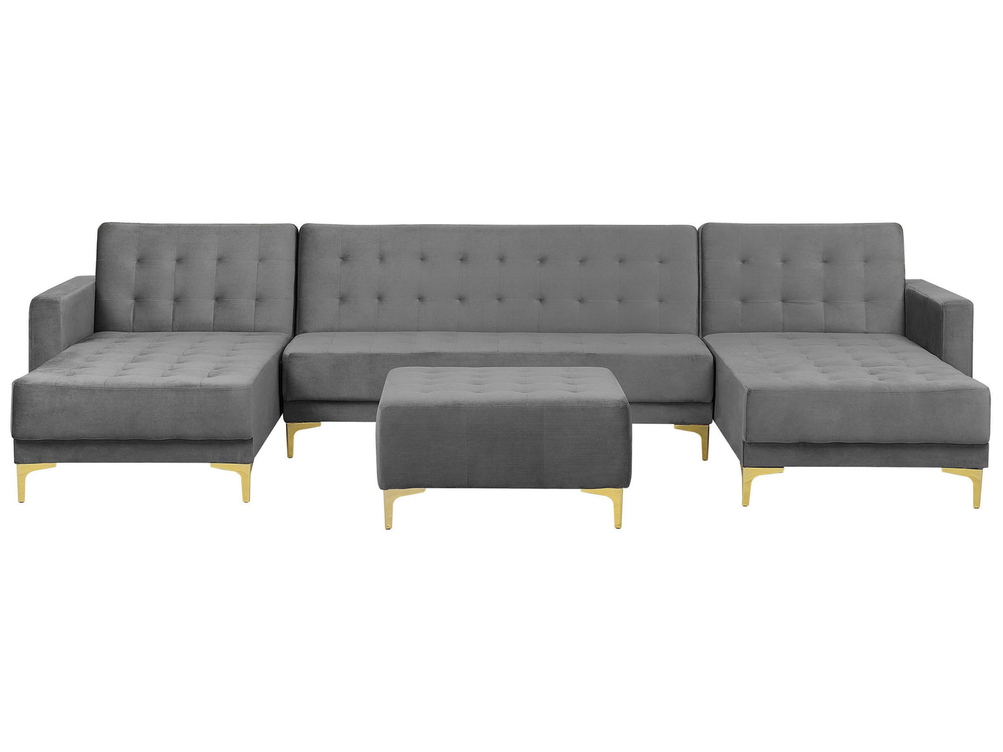 U-förmiges Sofa mit Ottomane Samtstoff Symmetrisch Grau ABERDEEN