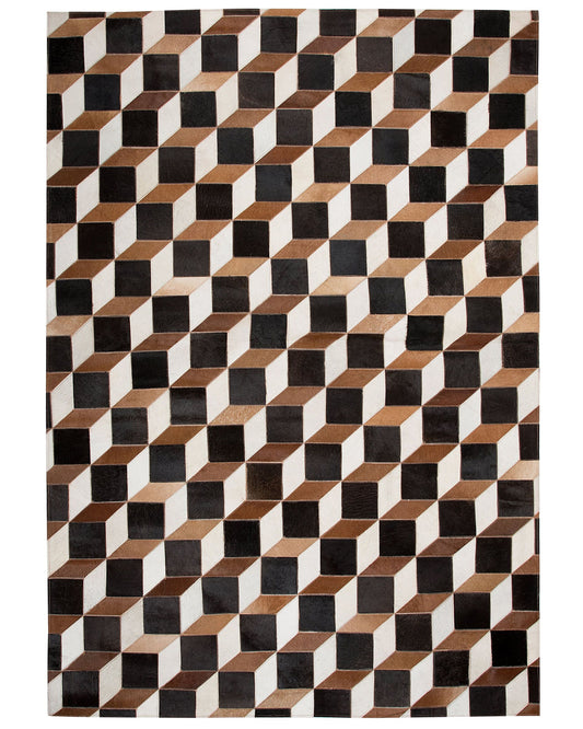 Teppich Kuhfell braun 160 x 230 cm Patchwork Kurzflor ALPKOY