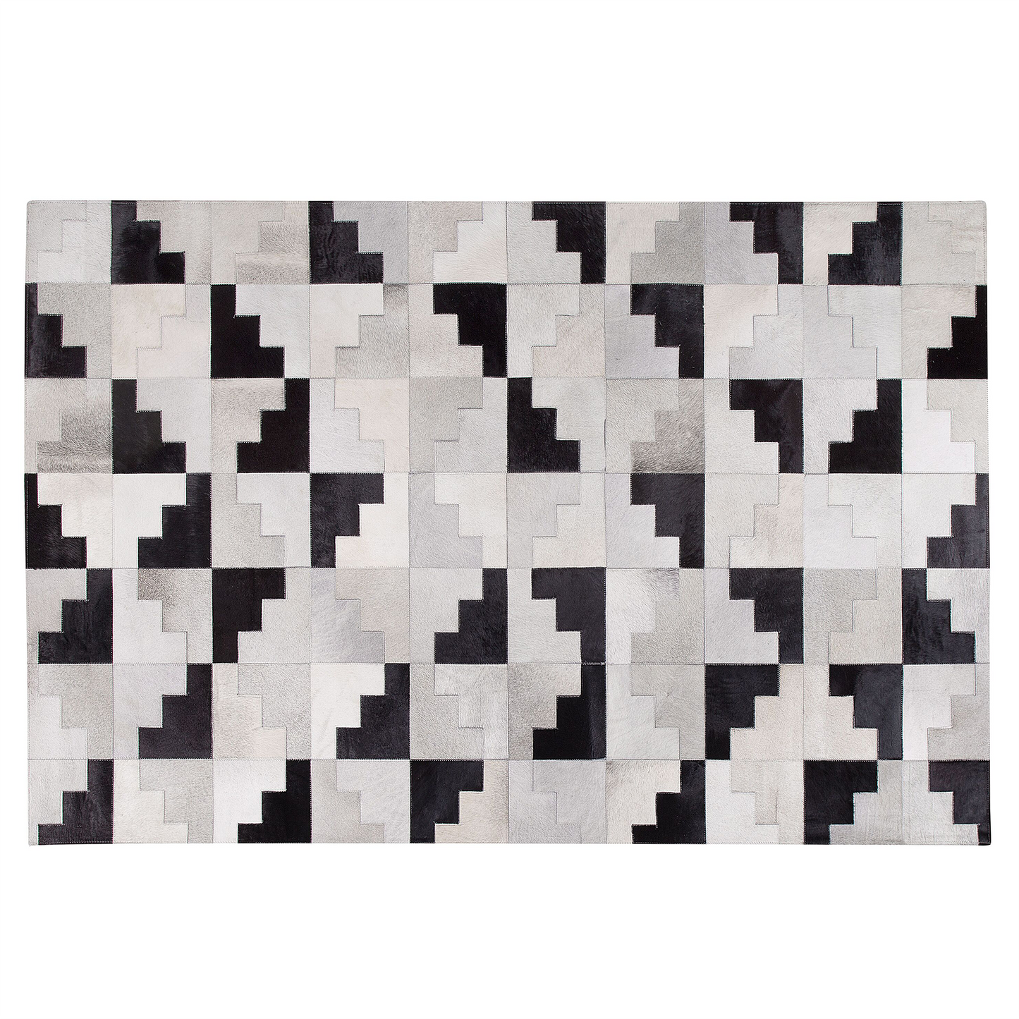 Teppich Kuhfell schwarz-grau 140 x 200 cm Patchwork Kurzflor EFIRLI