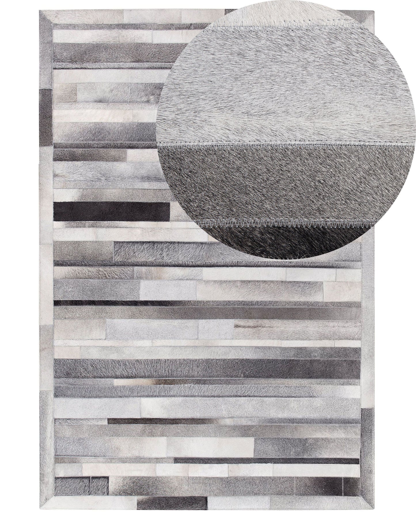 Teppich Kuhfell hellgrau 140 x 200 cm Patchwork Kurzflor AZAY