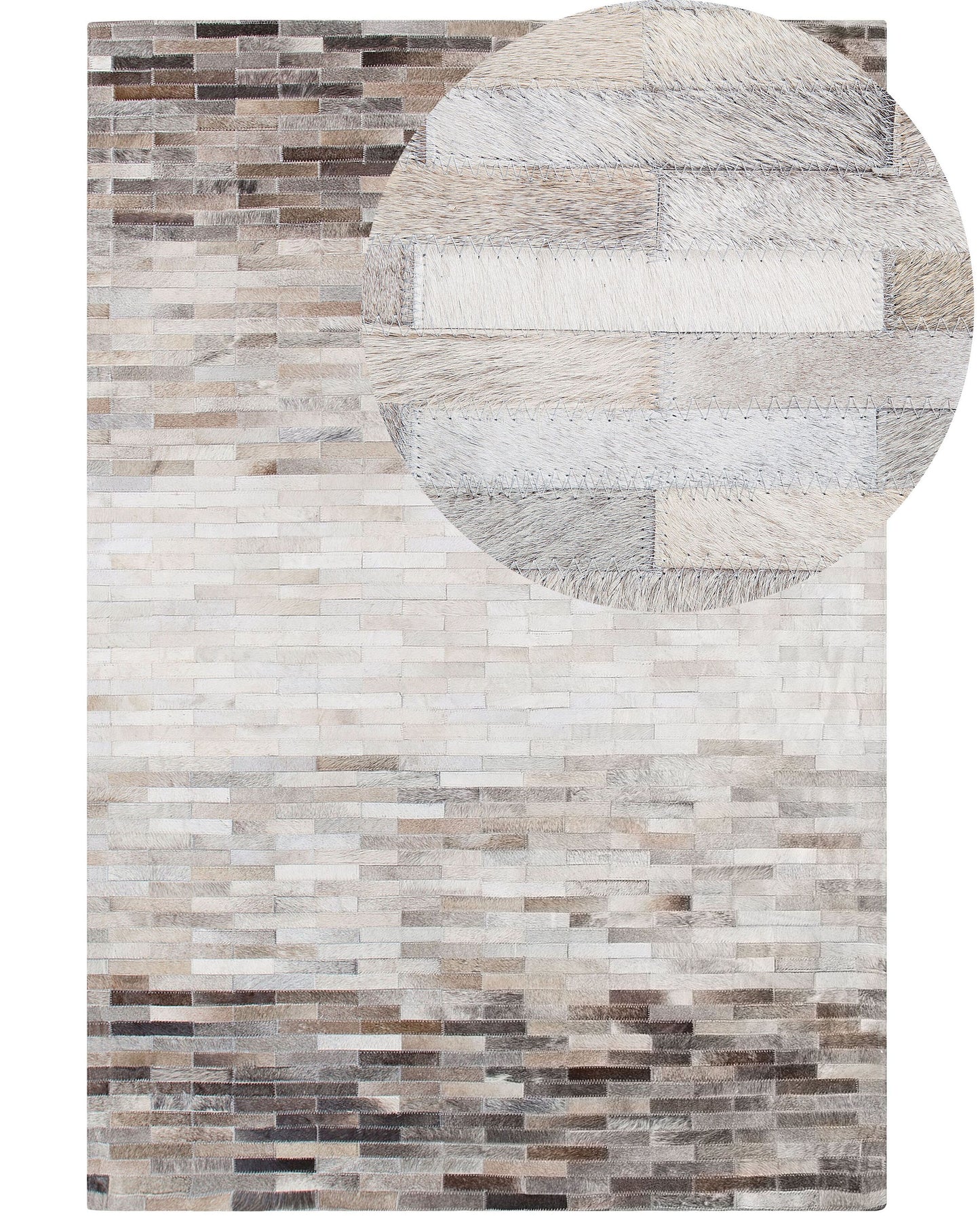 Teppich Kuhfell braun / grau 140 x 200 cm Patchwork Kurzflor SINNELI