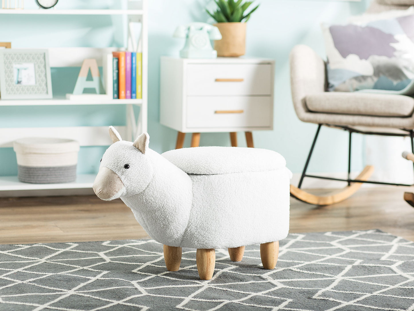 Tierhocker mit Stauraum weiss Alpakaform ALPACA