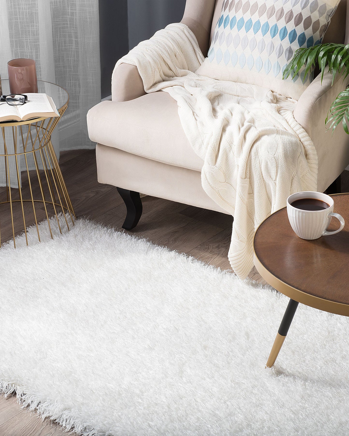 Teppich weiss 80 x 150 cm Shaggy CIDE