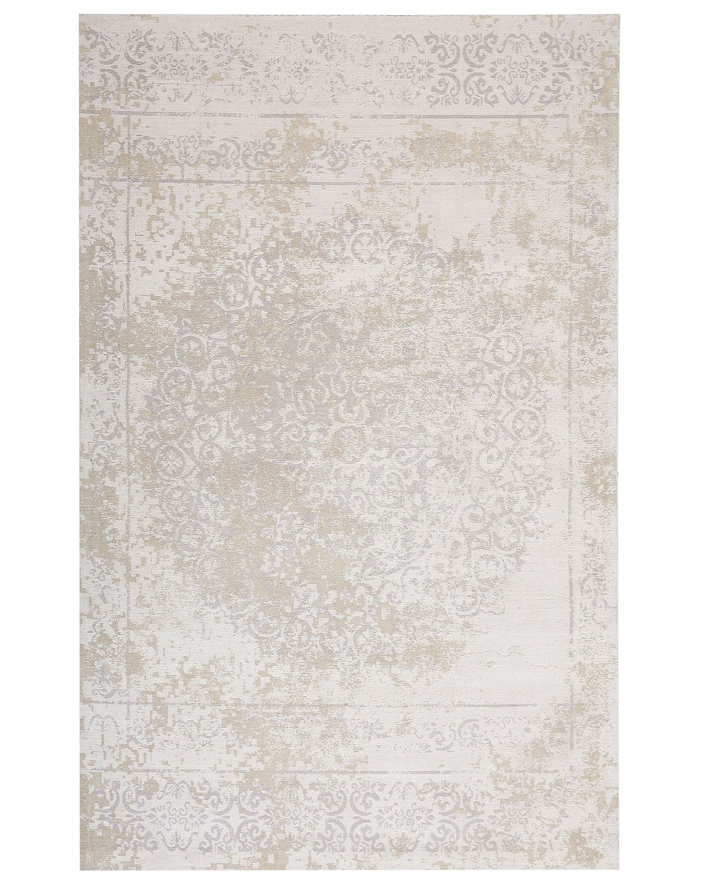 Teppich Baumwolle beige 160 x 230 cm orientalisches Muster Kurzflor BEYKOZ