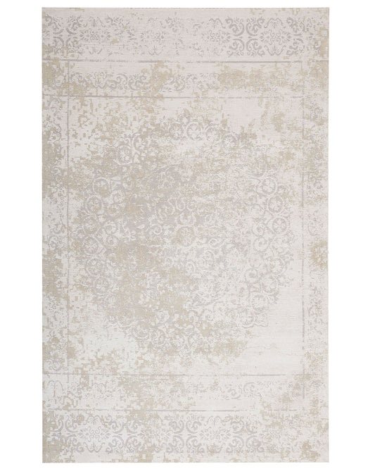 Teppich Baumwolle beige 160 x 230 cm orientalisches Muster Kurzflor BEYKOZ