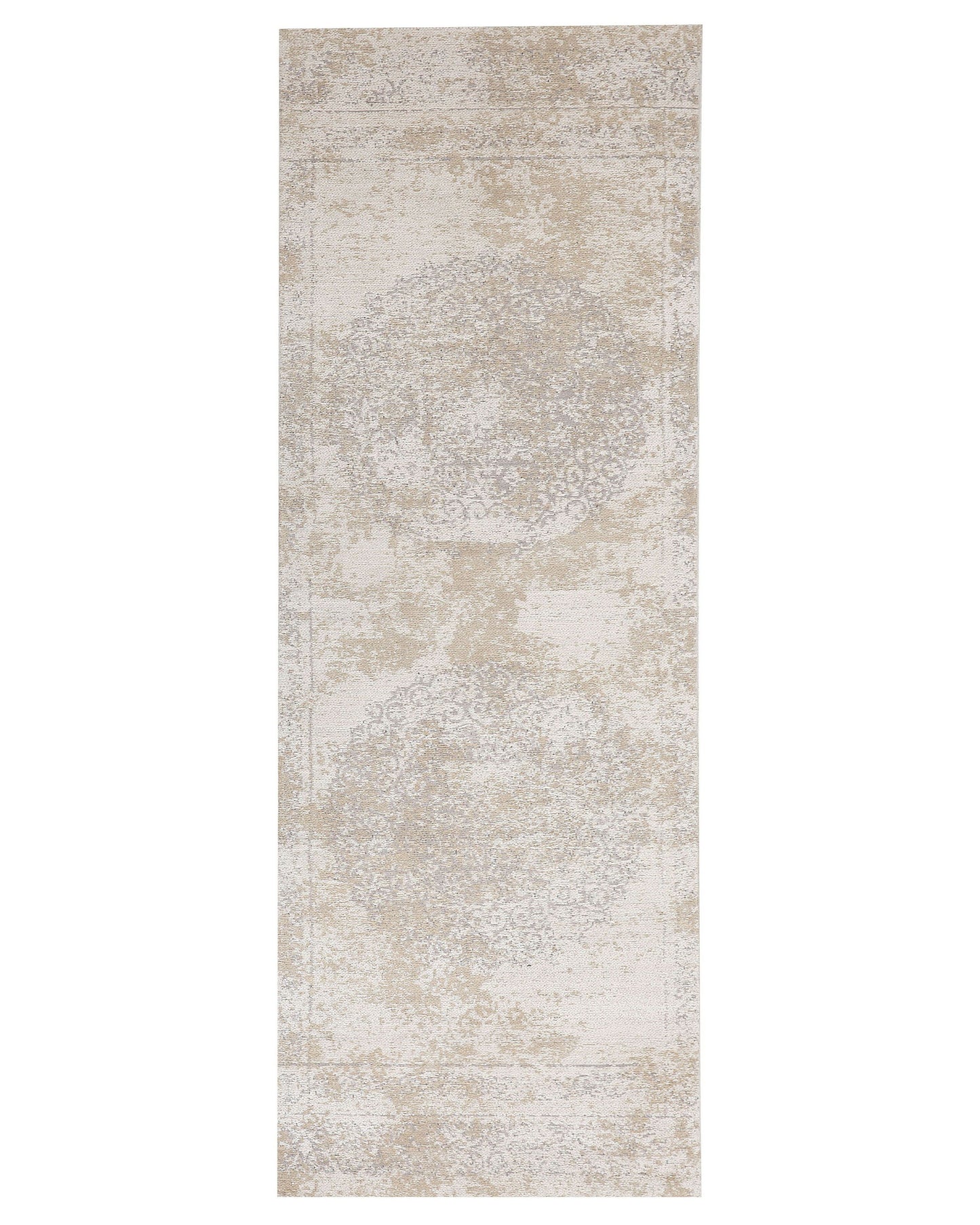 Teppich Baumwolle beige 60 x 180 cm orientalisches Muster Kurzflor BEYKOZ