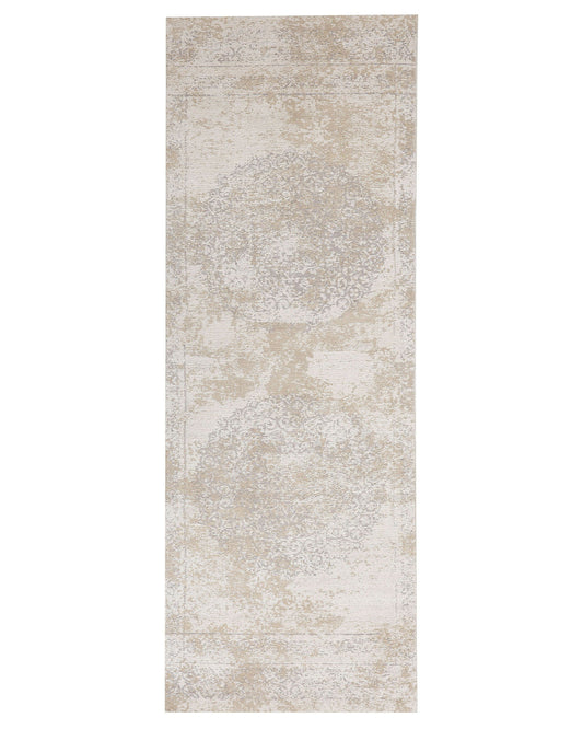 Teppich Baumwolle beige 60 x 180 cm orientalisches Muster Kurzflor BEYKOZ
