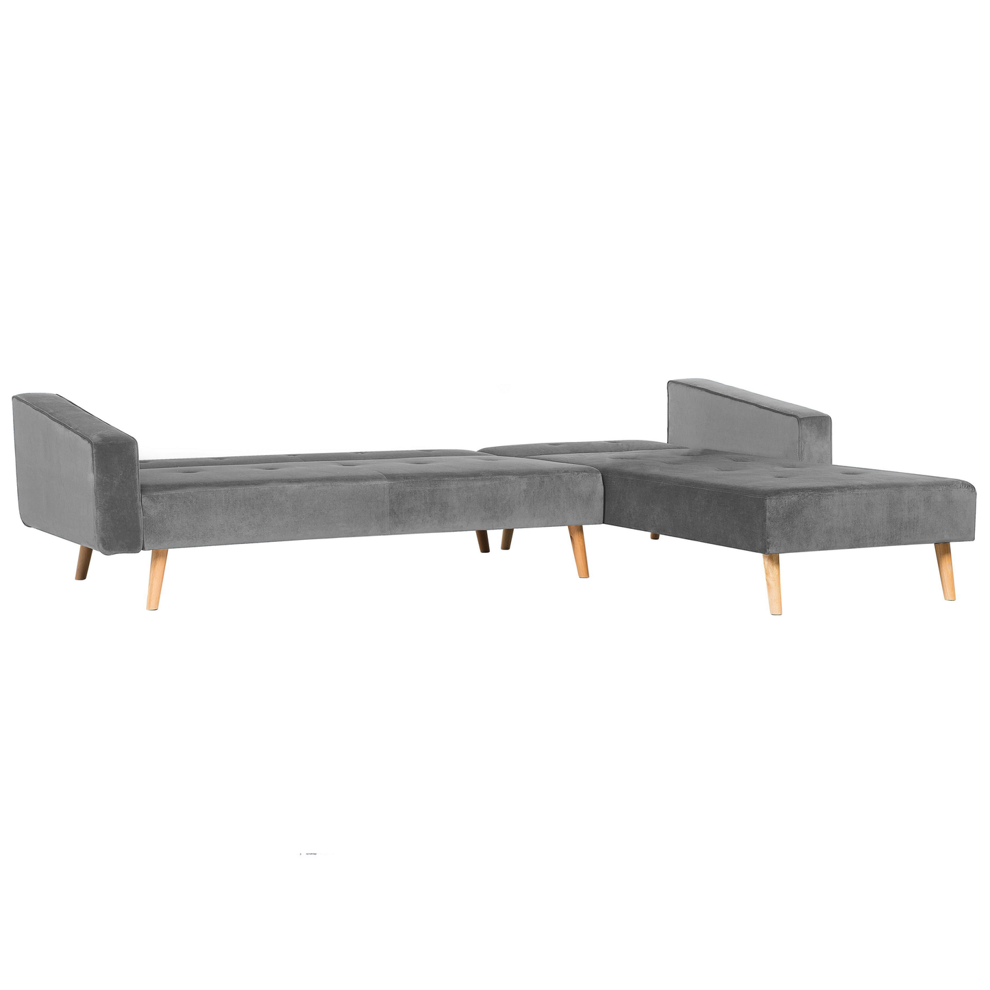 4-Sitzer Ecksofa Samtstoff grau linksseitig mit Schlaffunktion VADSO