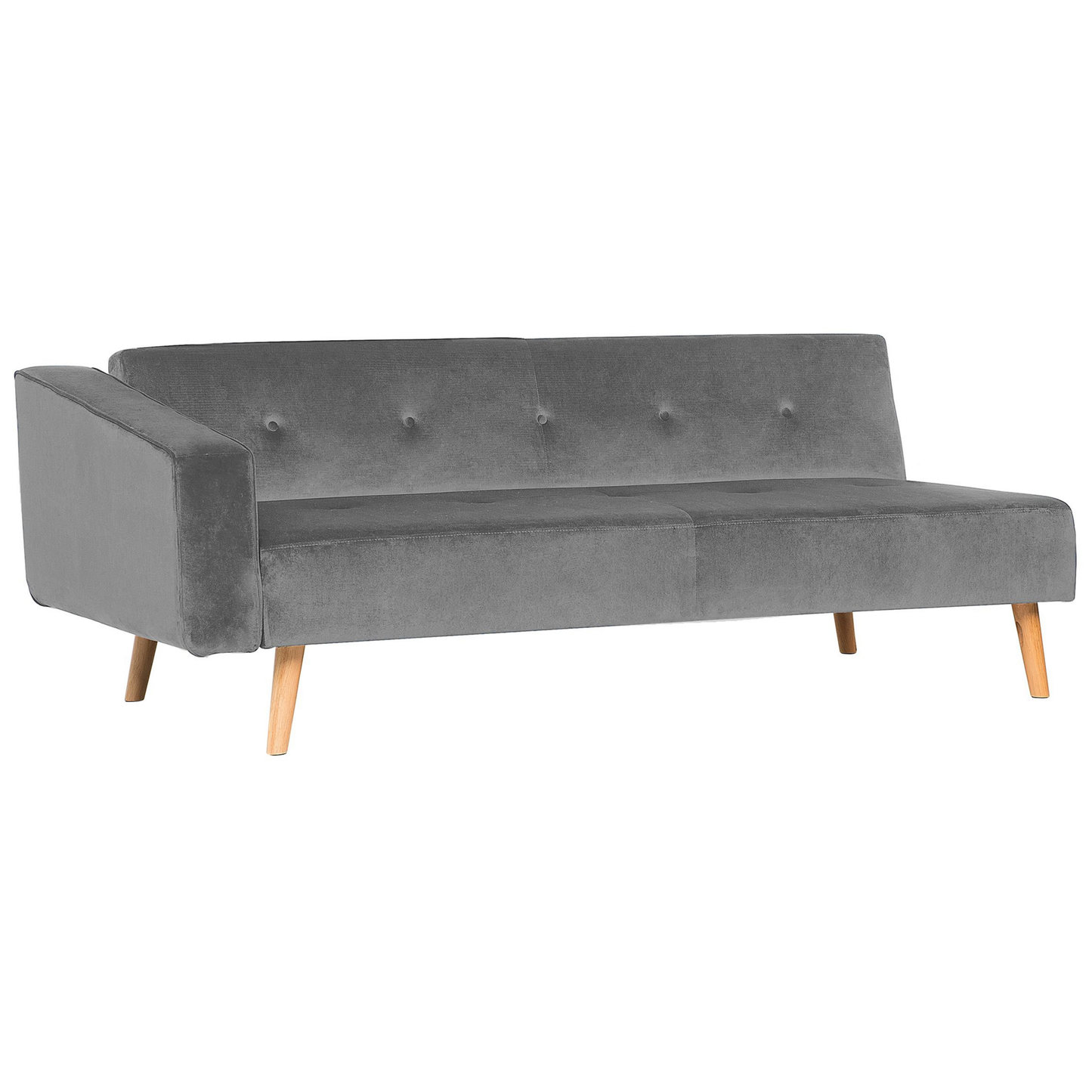 4-Sitzer Ecksofa Samtstoff grau linksseitig mit Schlaffunktion VADSO