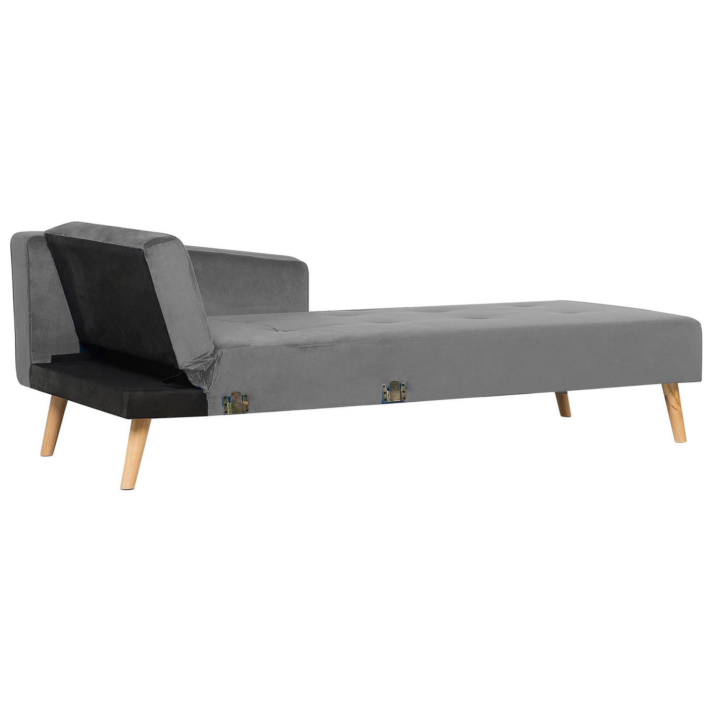 4-Sitzer Ecksofa Samtstoff grau linksseitig mit Schlaffunktion VADSO