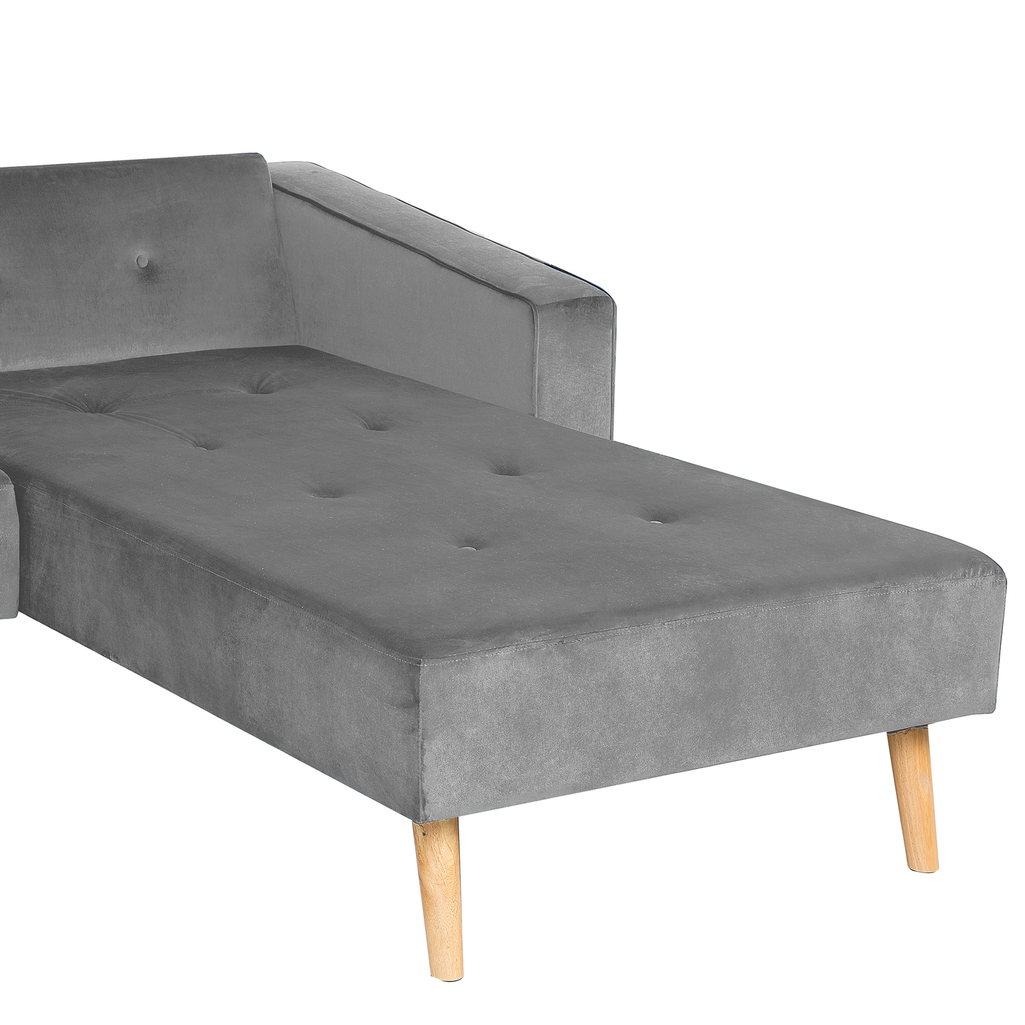 4-Sitzer Ecksofa Samtstoff grau linksseitig mit Schlaffunktion VADSO