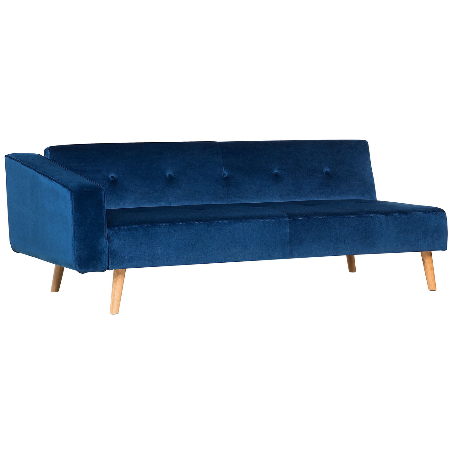 4-Sitzer Ecksofa Samtstoff blau linksseitig mit Schlaffunktion VADSO