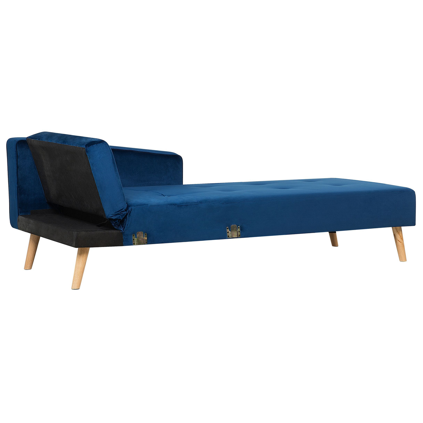 4-Sitzer Ecksofa Samtstoff blau linksseitig mit Schlaffunktion VADSO