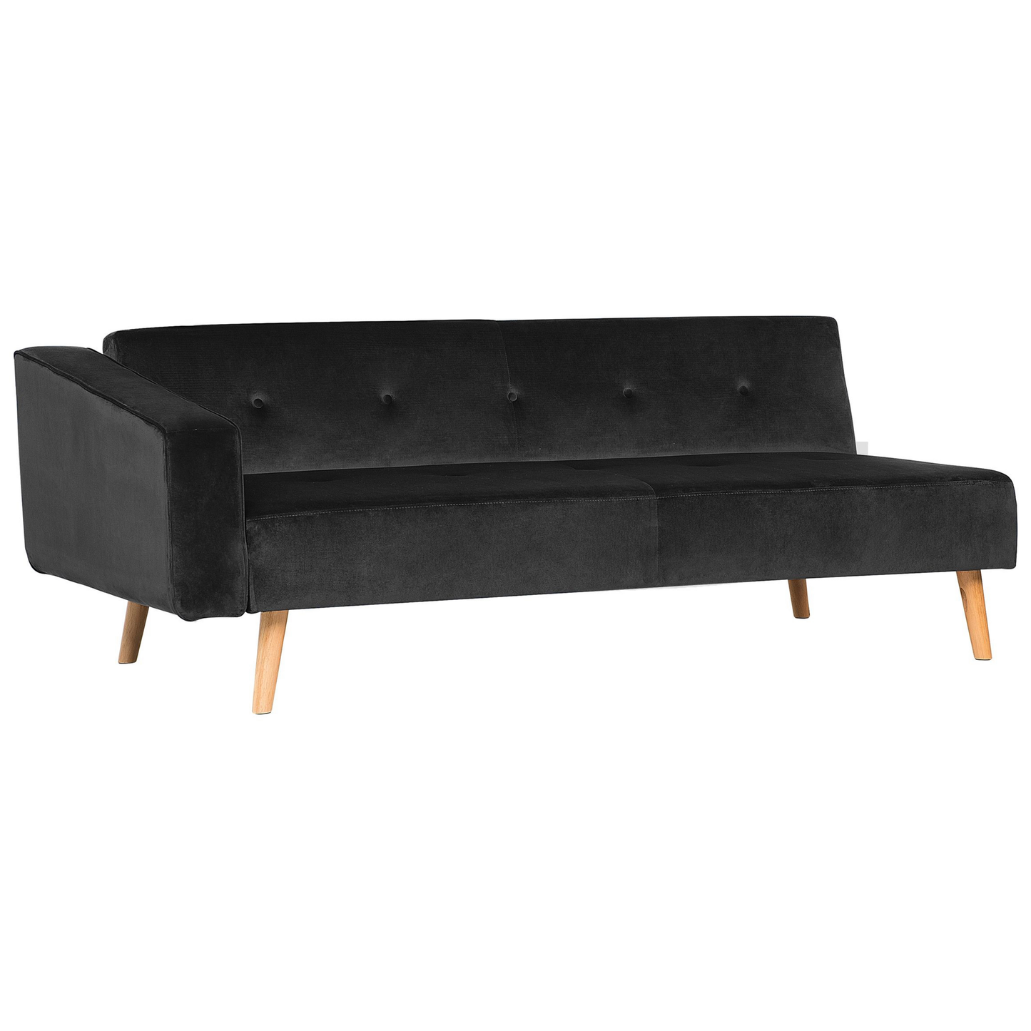 Ecksofa mit Schlaffunktion Samtstoff schwarz linksseitig VADSO