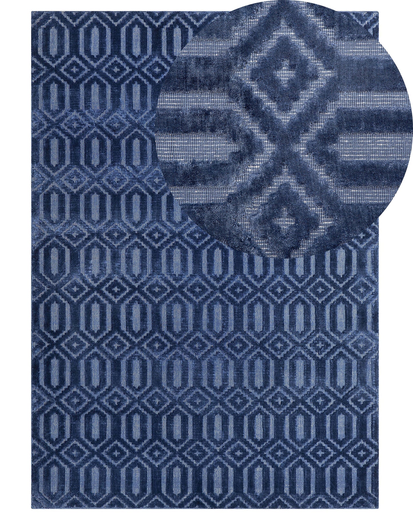 Teppich marineblau 160 x 230 cm geometrisches Muster Kurzflor ADATEPE