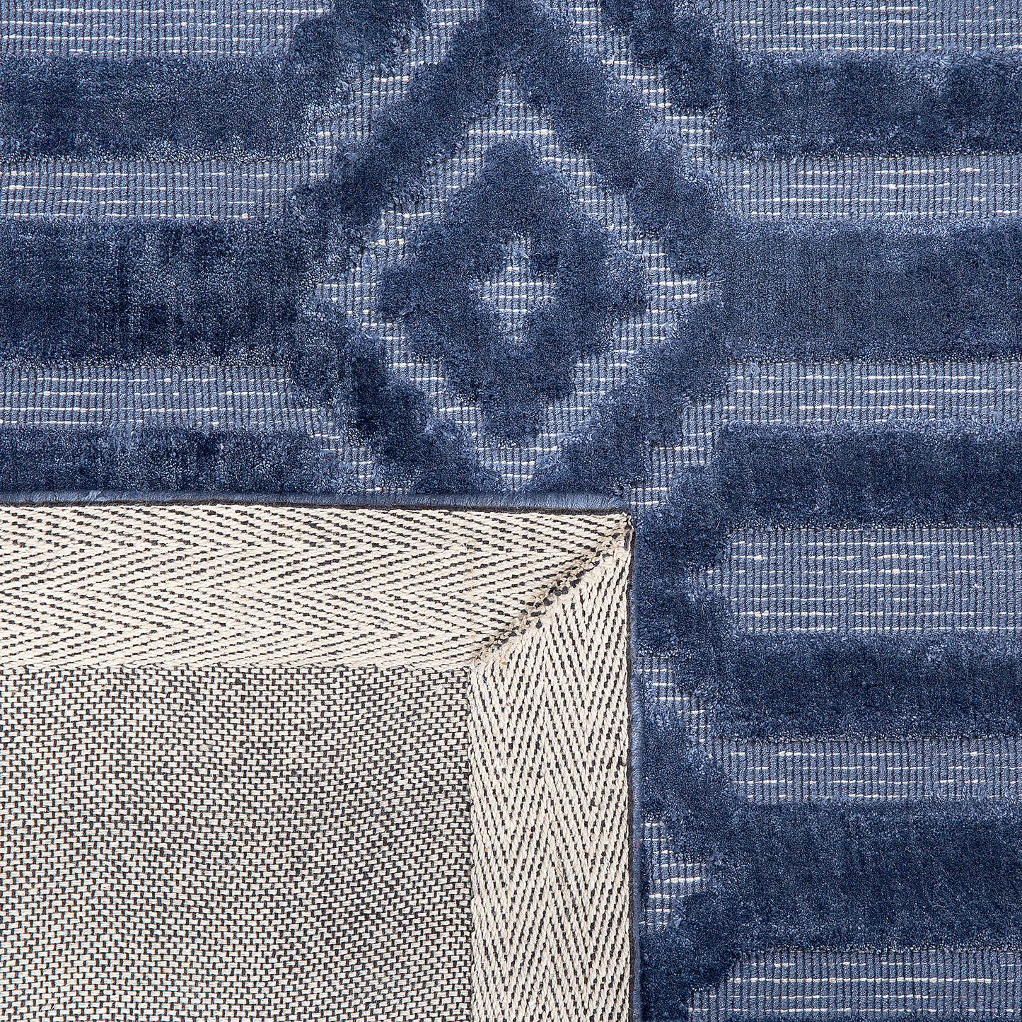 Teppich marineblau 160 x 230 cm geometrisches Muster Kurzflor ADATEPE