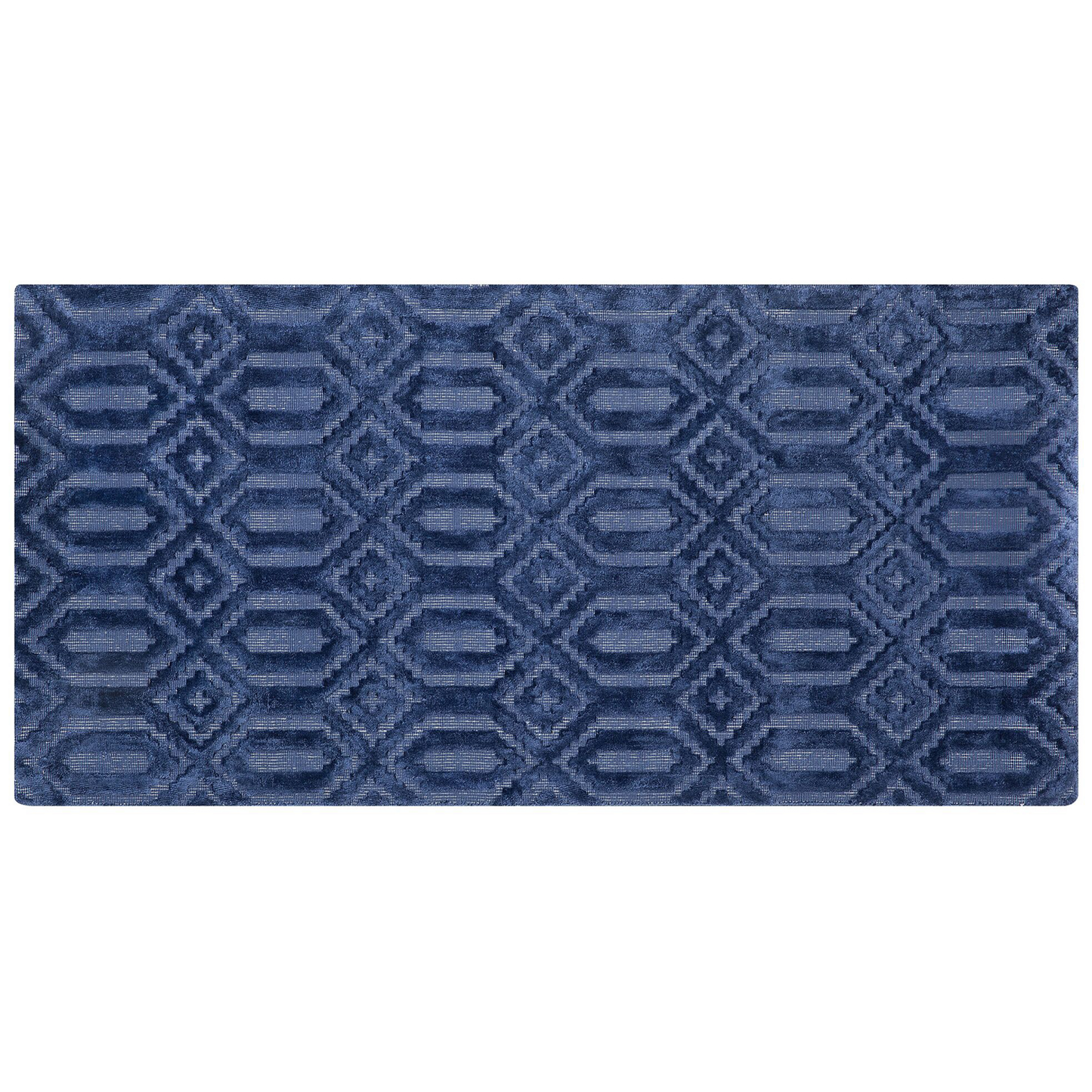 Teppich marineblau 80 x 150 cm geometrisches Muster Kurzflor ADATEPE