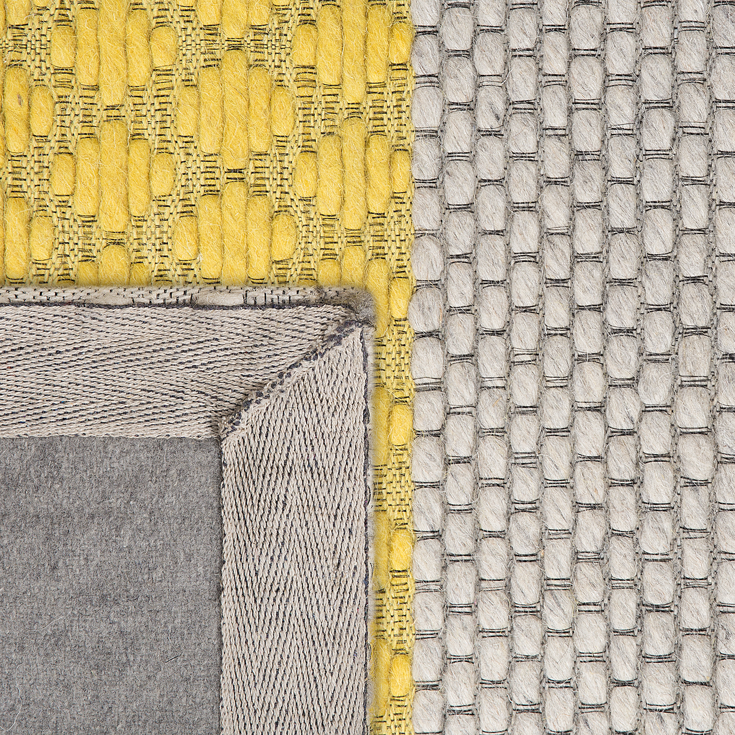 Teppich Wolle grau / gelb 80 x 150 cm Streifenmuster Kurzflor AKKAYA