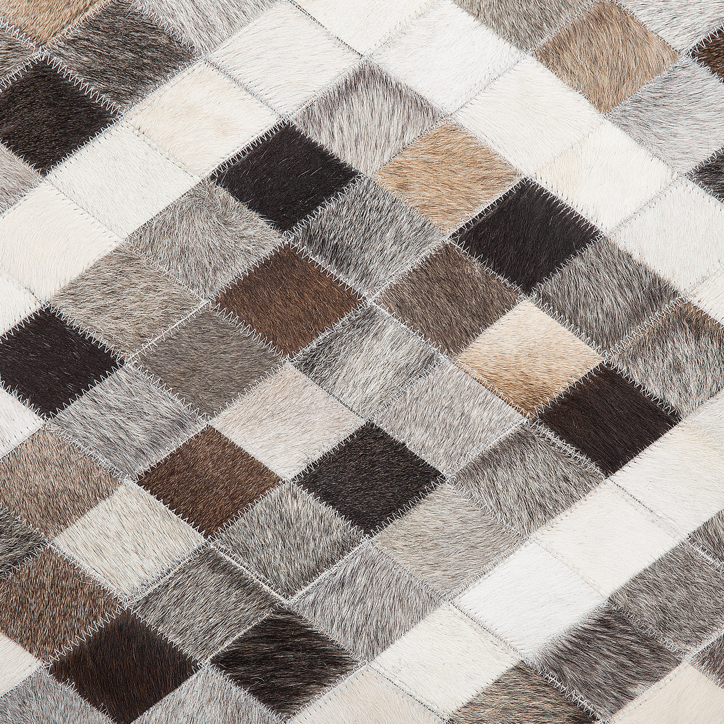 Teppich Kuhfell grau-braun 140 x 200 cm Patchwork Kurzflor AKDERE