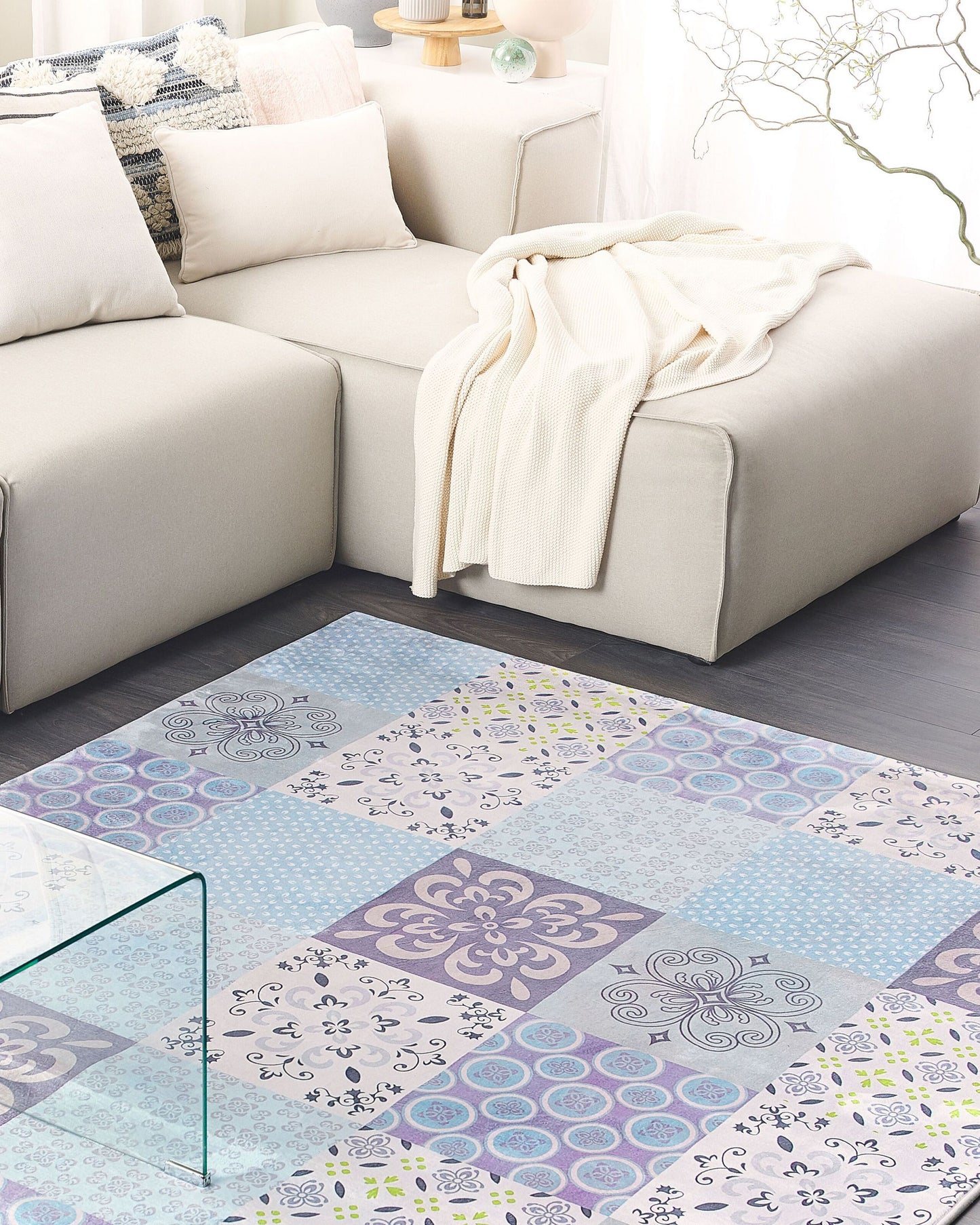 Teppich mehrfarbig 160 x 230 cm Mosaik-Muster Kurzflor INKAYA