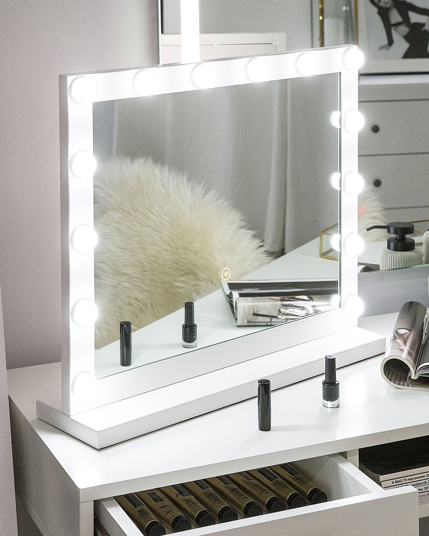 Schminktisch Spiegel LED BEAUVOIR Weiss