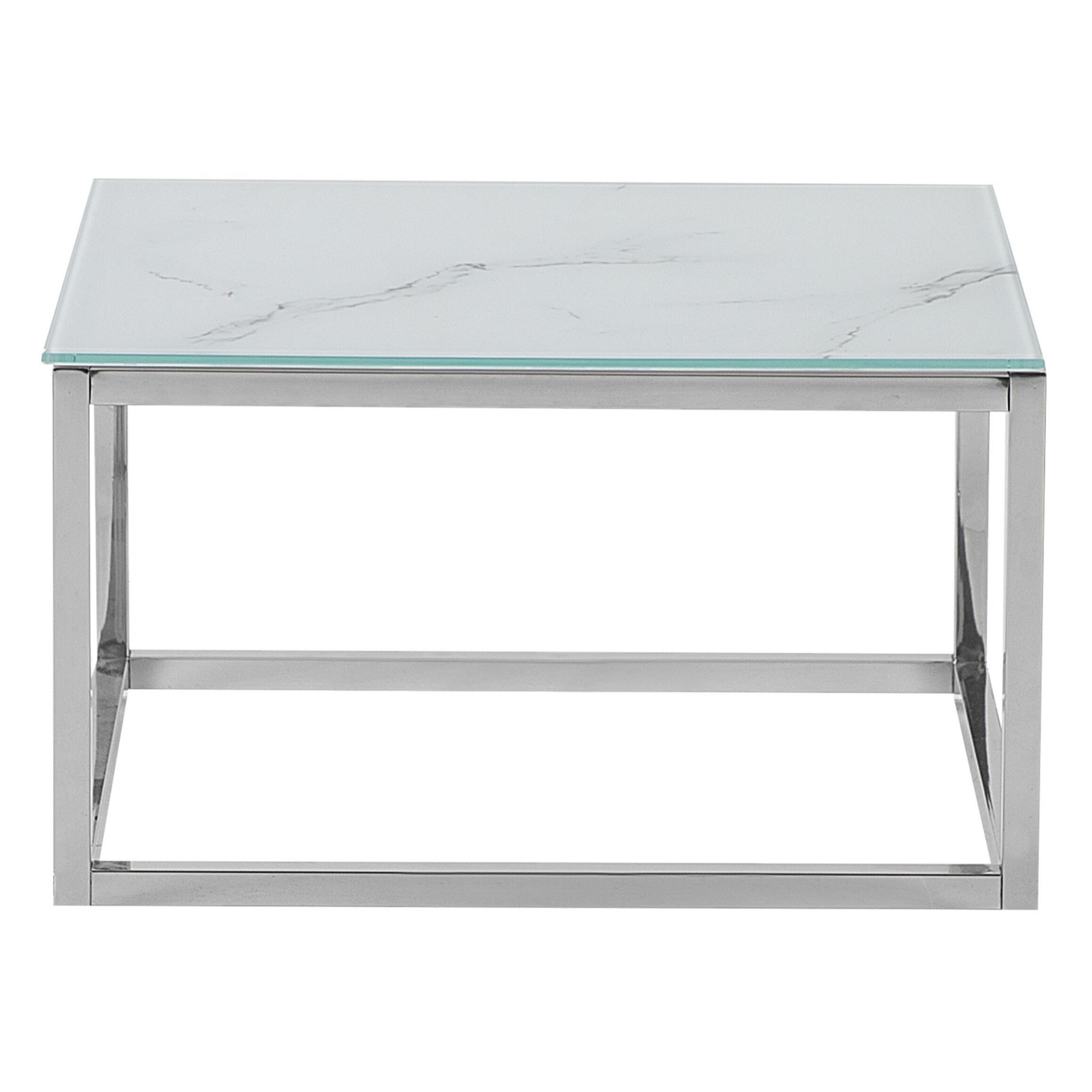 Couchtisch 2er Set Glas Marmor Optik weiss / silber quadratisch BREA