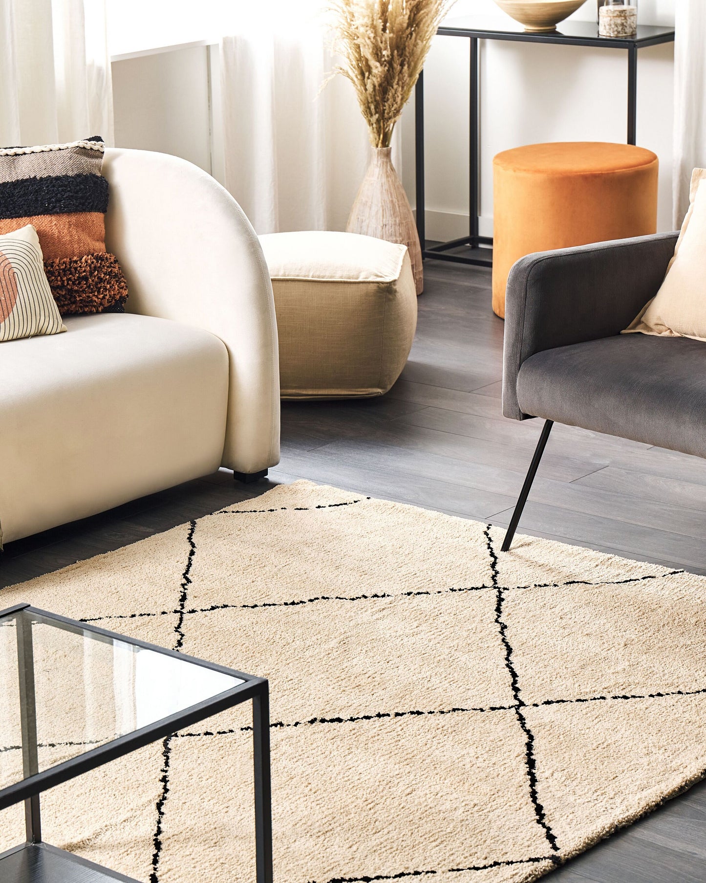 Teppich beige / schwarz 160 x 230 cm Shaggy MUTKI