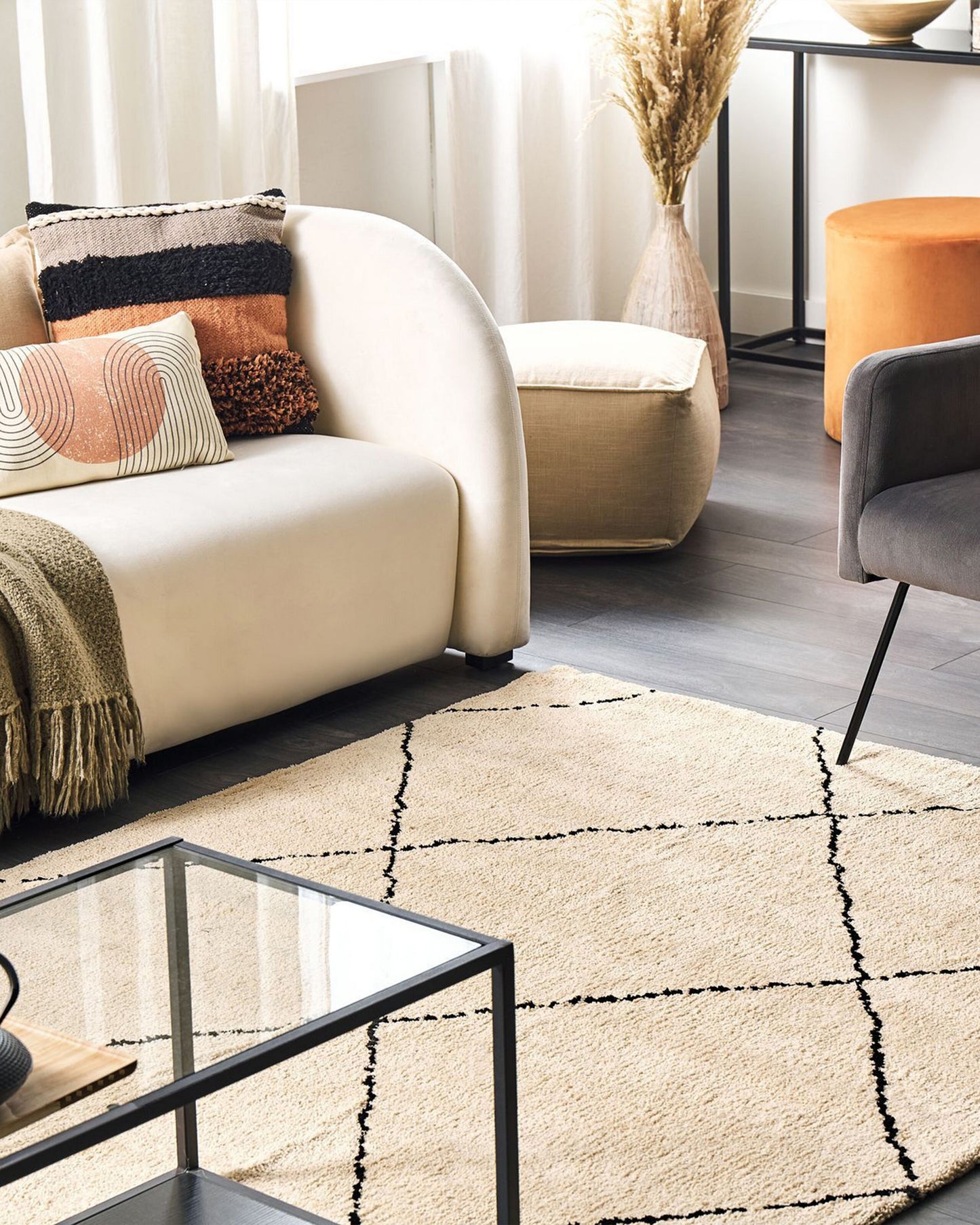 Teppich beige / schwarz 200 x 300 cm Shaggy MUTKI